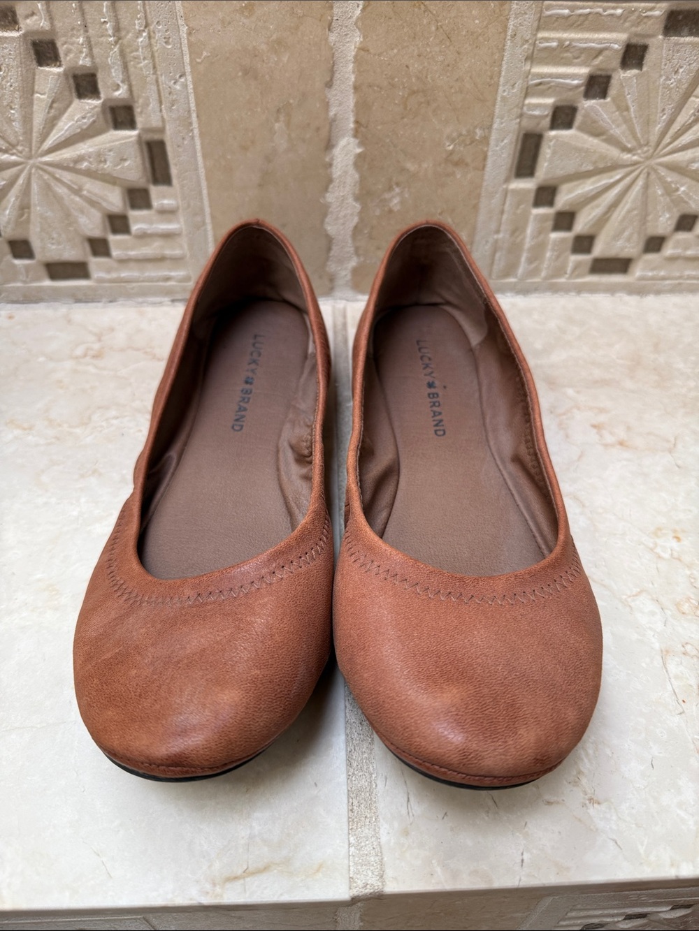 Lucky Brand Women's Tan/Brown Leather Ballet Flats